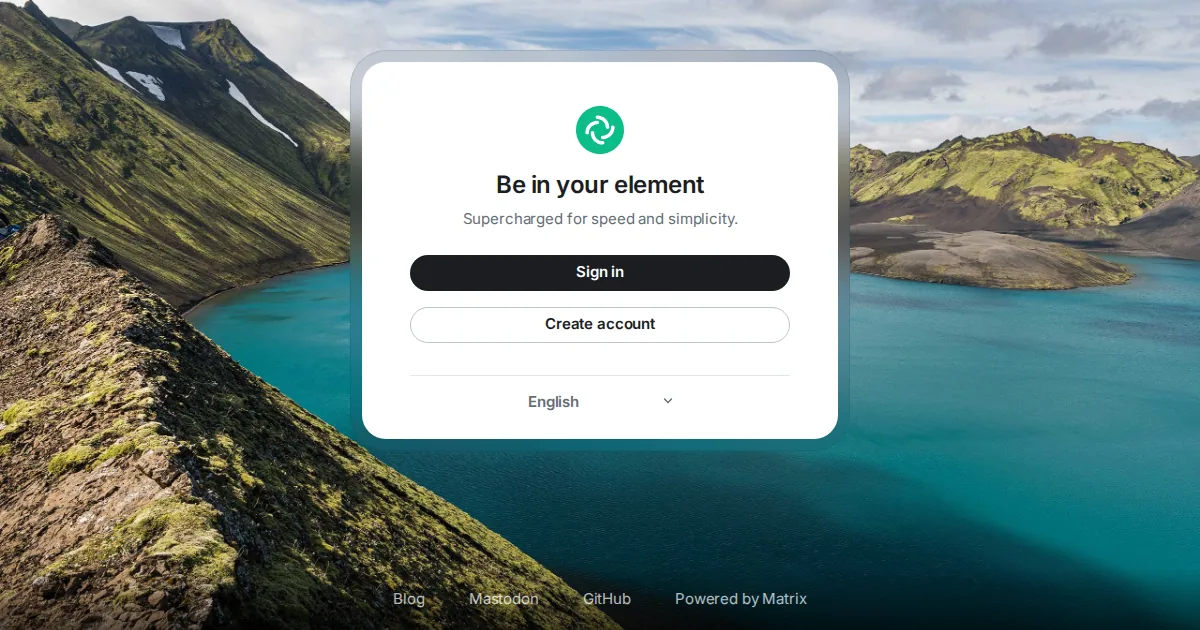 Element Matrix chat welcome page